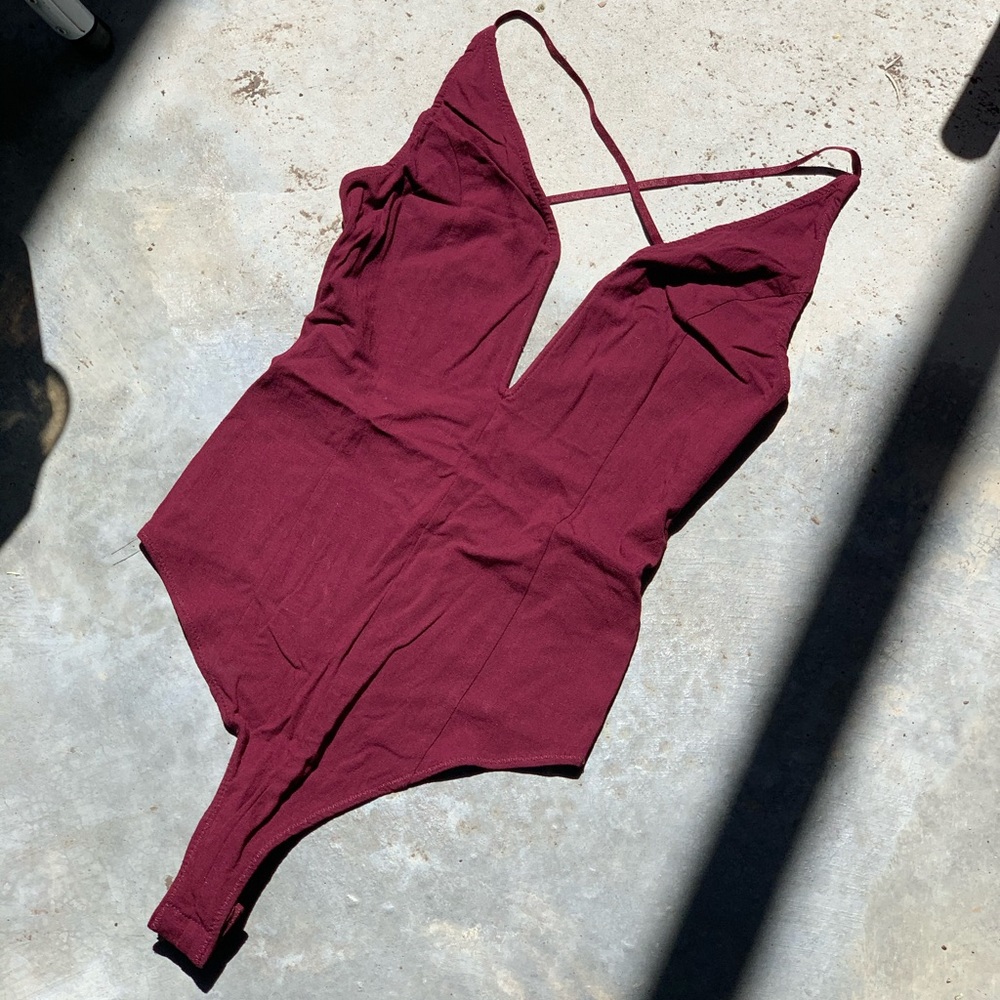 New Free people deep dive bodysuit fig sorbet S - Picture 2 of 5